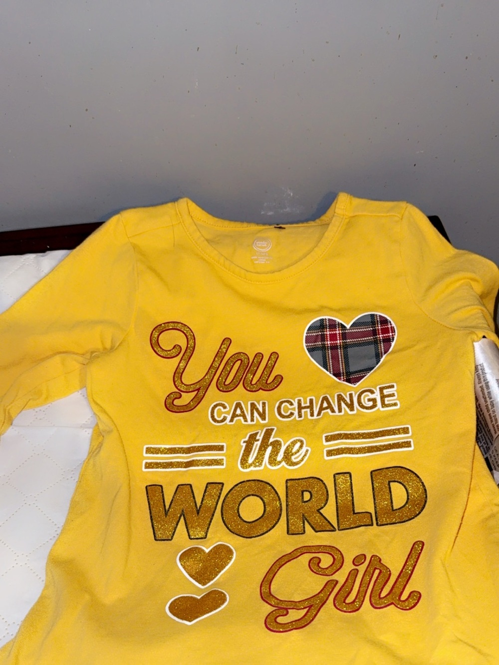 wonder nation Yellow Long Sleeve 'You Can Change the World' Graphic Tee